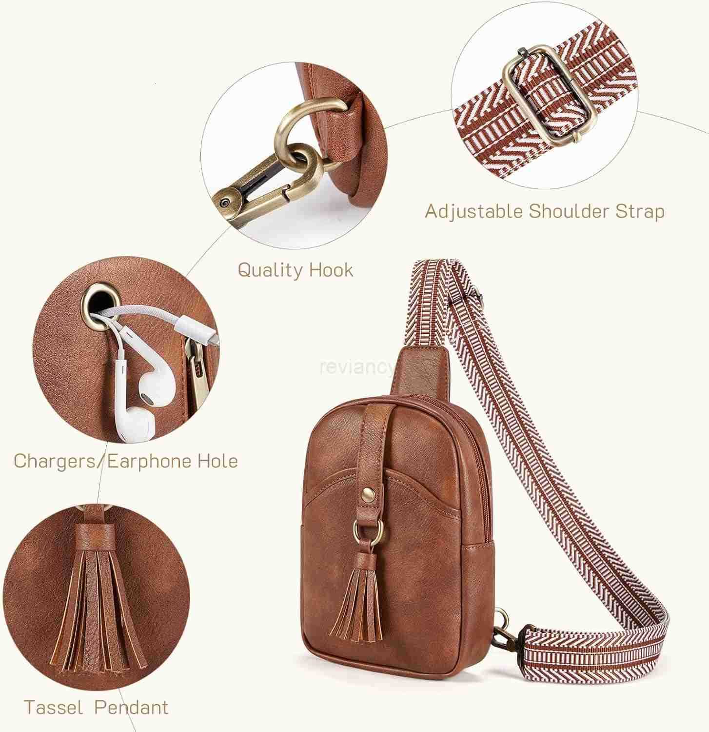 Small Sling Bag for Women PU Leather Fanny Pack Crossbody Purse Trendy Chest Bag for Travel ShoppingDaily Beige BrownW250911