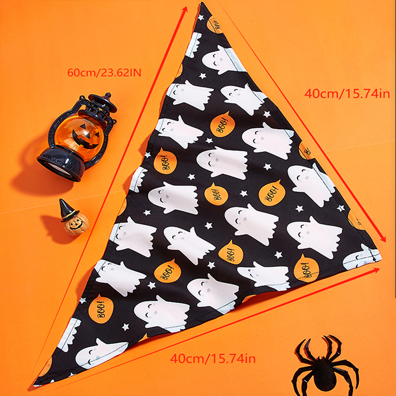 Halloween themed pet bib featuring a white ghost design