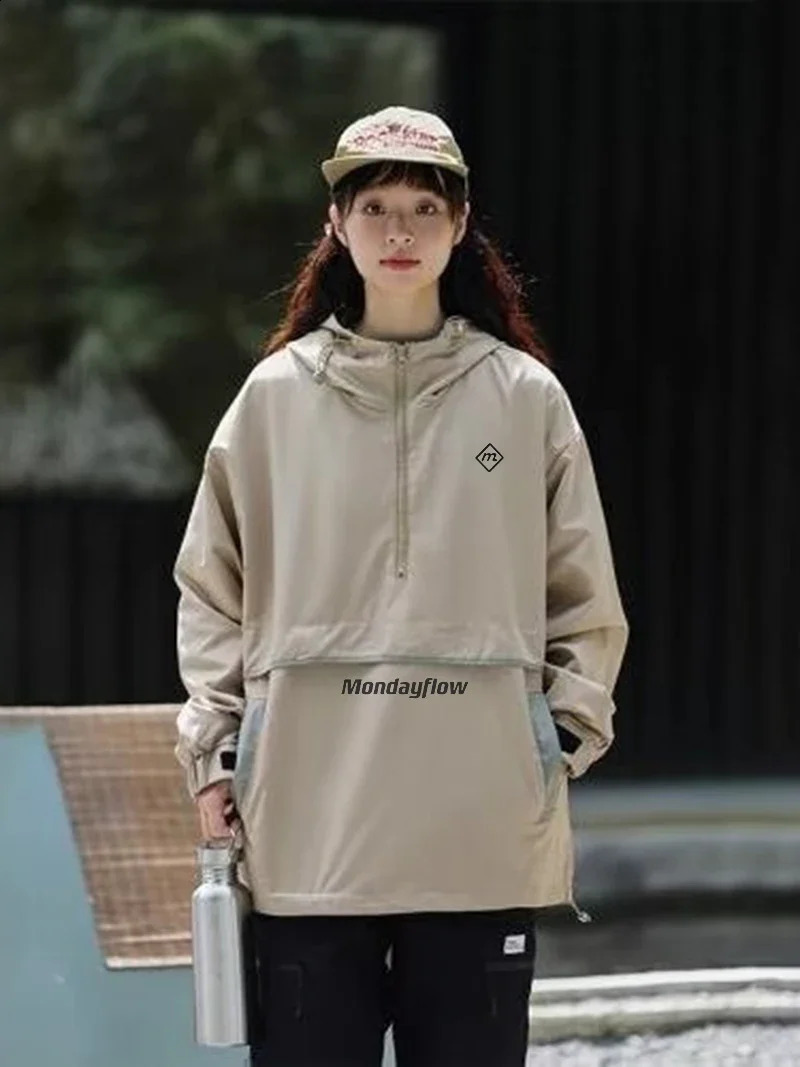 Monday Flow Autumn Korean Golf Apparel Mens Long Sleeve Coat Half Zip Golf Jacket Windbreaker Women Sports Golf Clothes 250910