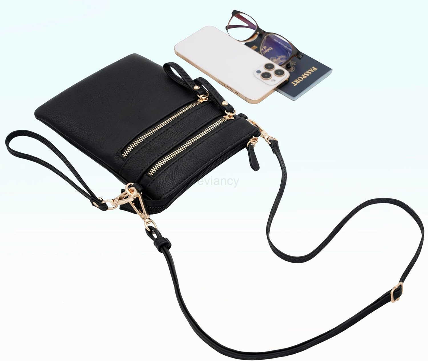 Small Crossbody Bag for Women Multi Zip Pockets with Detachable Wristlet Lightweight Travel Purse Cell Phone PouchW250911
