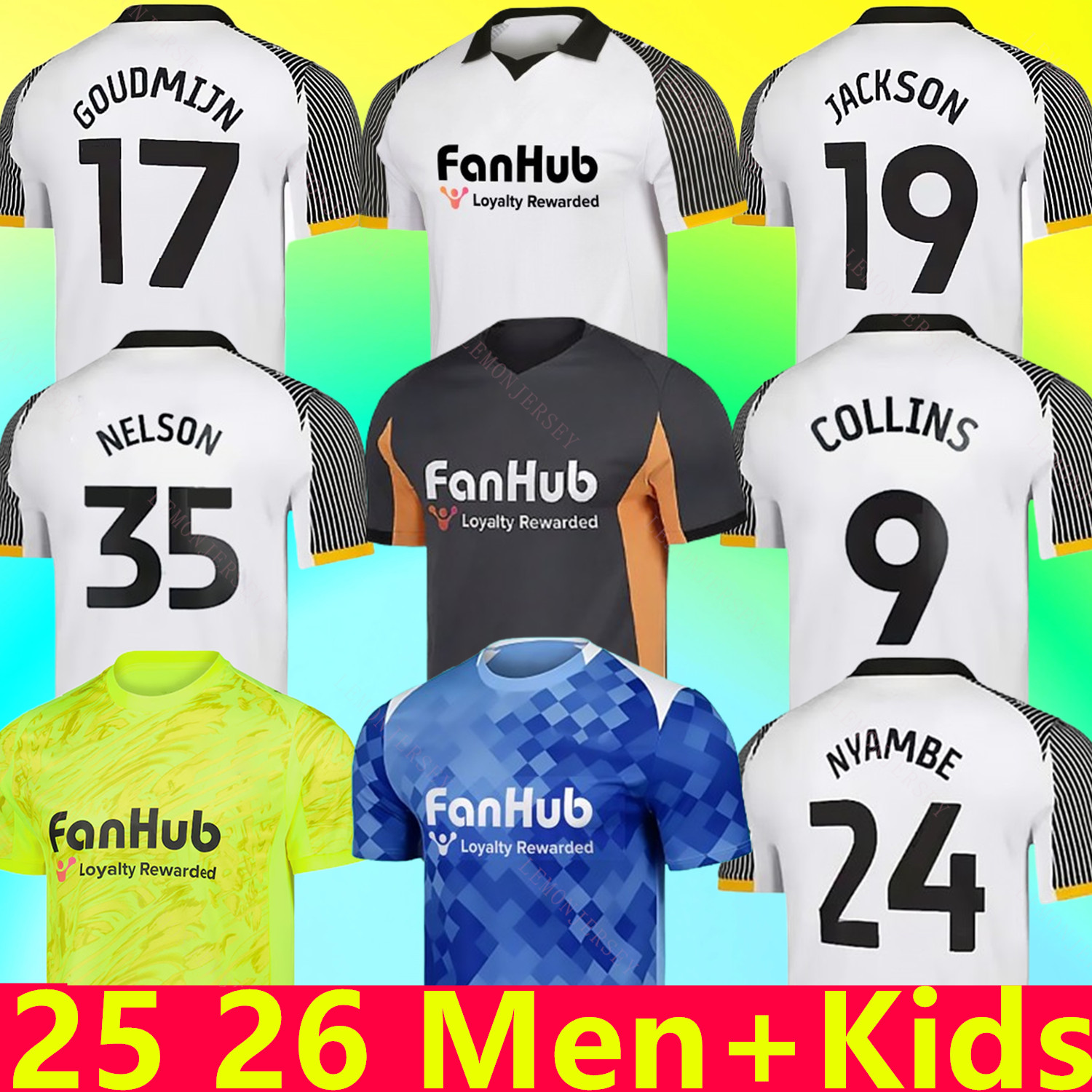 Derby County 2025 2026 Home soccer jerseys 25 26 Home Away Third Football Jersey Shirt Kit COLLINS SIBLEY CASHIN NYAMBE NELSON ELDER FORNAH BARKHUIZEN MANDEZ-LAING