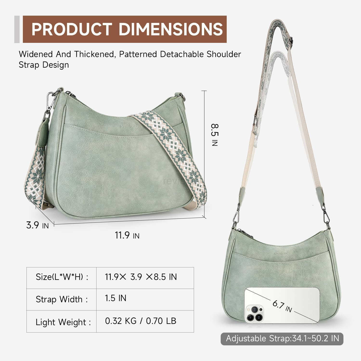 Trendy Leather Crossbody Purse with Adjustable Strap Womens Shoulder HandbagW250911