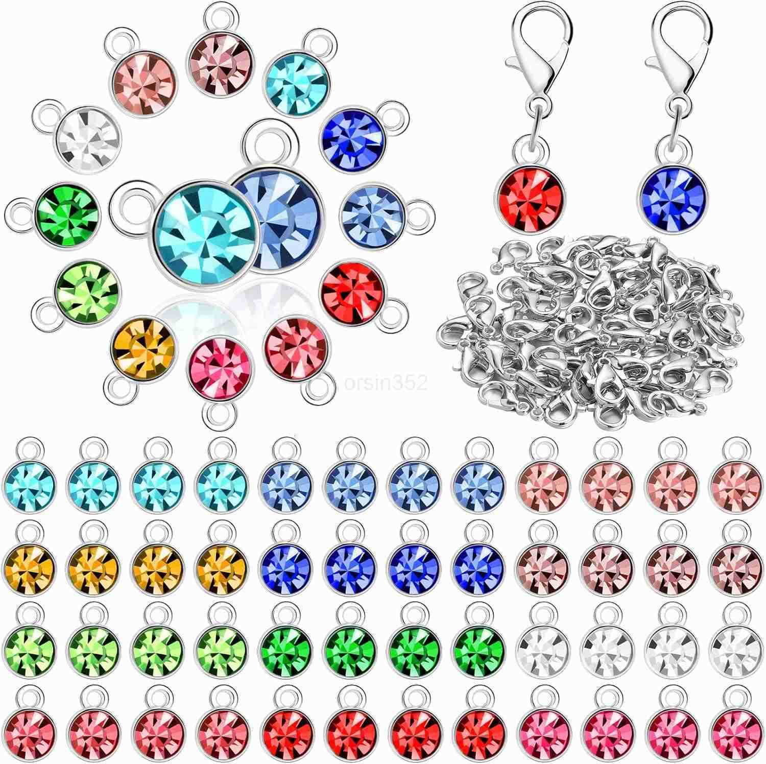 120 Pcs Birthstone Charms for Jewelry Making Handmade DIY Crystal Birthstone Beads Bling Round Charms Enamel for Birthday Christmas Jewelry MakingW250