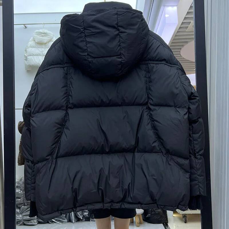 Temperament Short White Duck Women's Coat2025 New Winter Thickened Hooded Loose Women Down Jackets H561