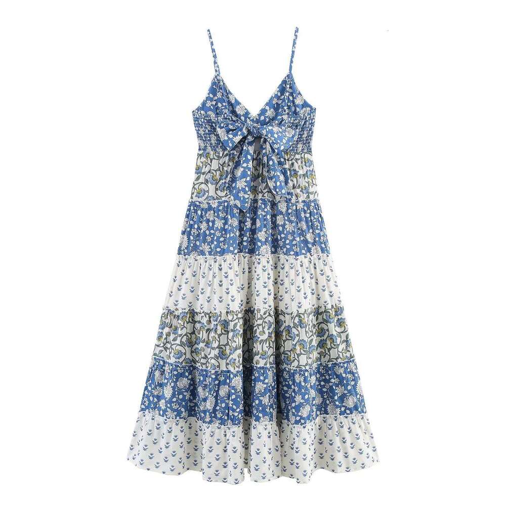 DHEssentials Z Summer 2025 New Patchwork Printed Layered Spliced Dress