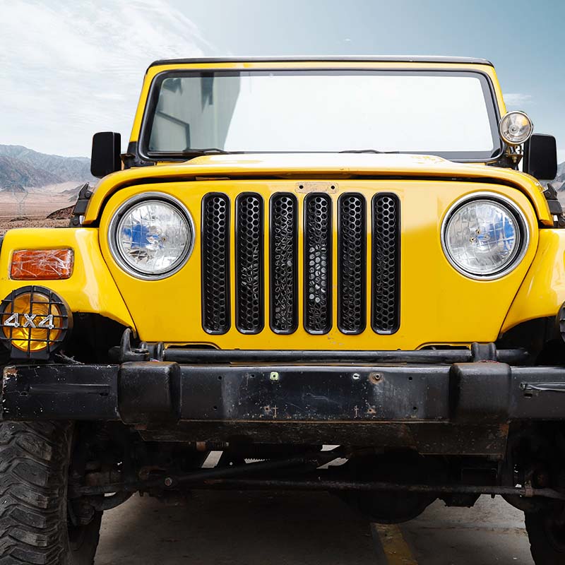 ABS Black Car Front Grille Trim Ring For Jeep Wrangler TJ 1997-2006 External Decorative Accessories