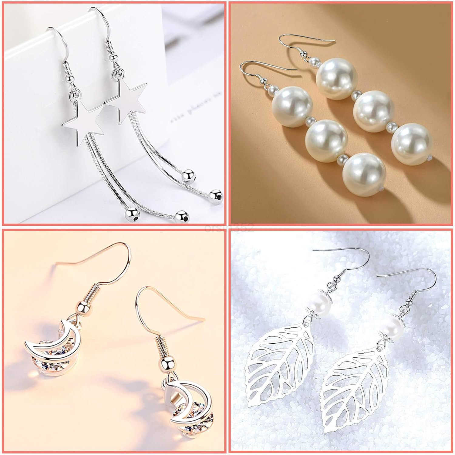 600Pcs Earring Making Kit with Hypoallergenic Hooks Jump Rings Rubber Backs SilverW250911