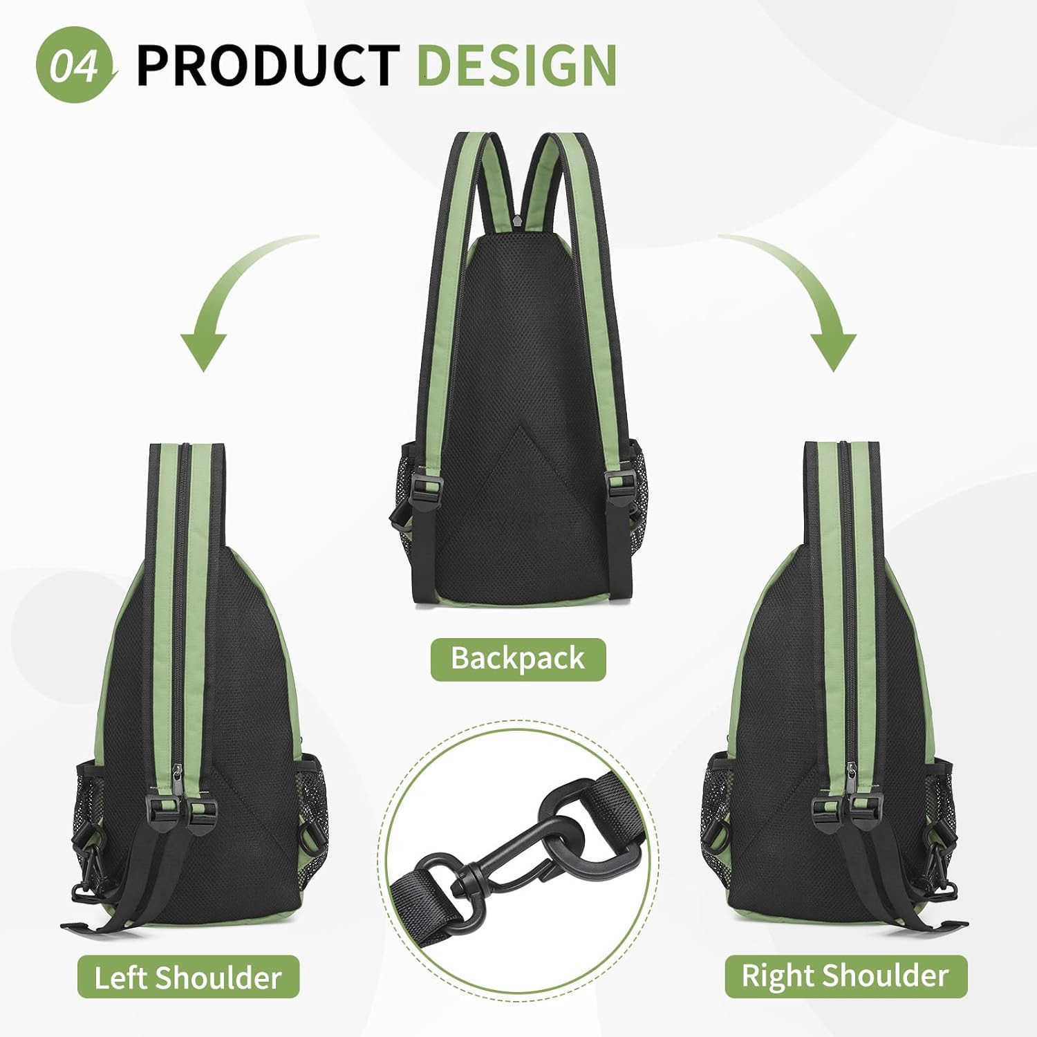 Sling Bag Crossbody Backpack 11Inch Pads Bags with Headphone Jack Shoulder Bag Casual Pack for Women Men Hiking Travel Cycling WhiteW250911