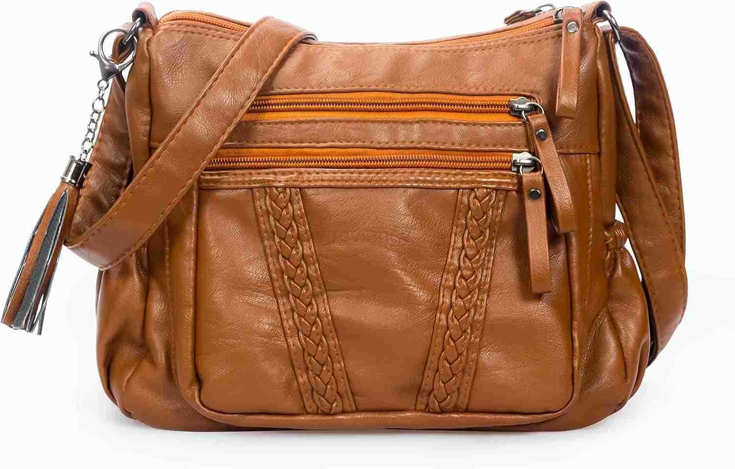 Crossbody Bag for Women with Tassel Ladies Soft PU leather Purses and Handbag PocketbooksW250911
