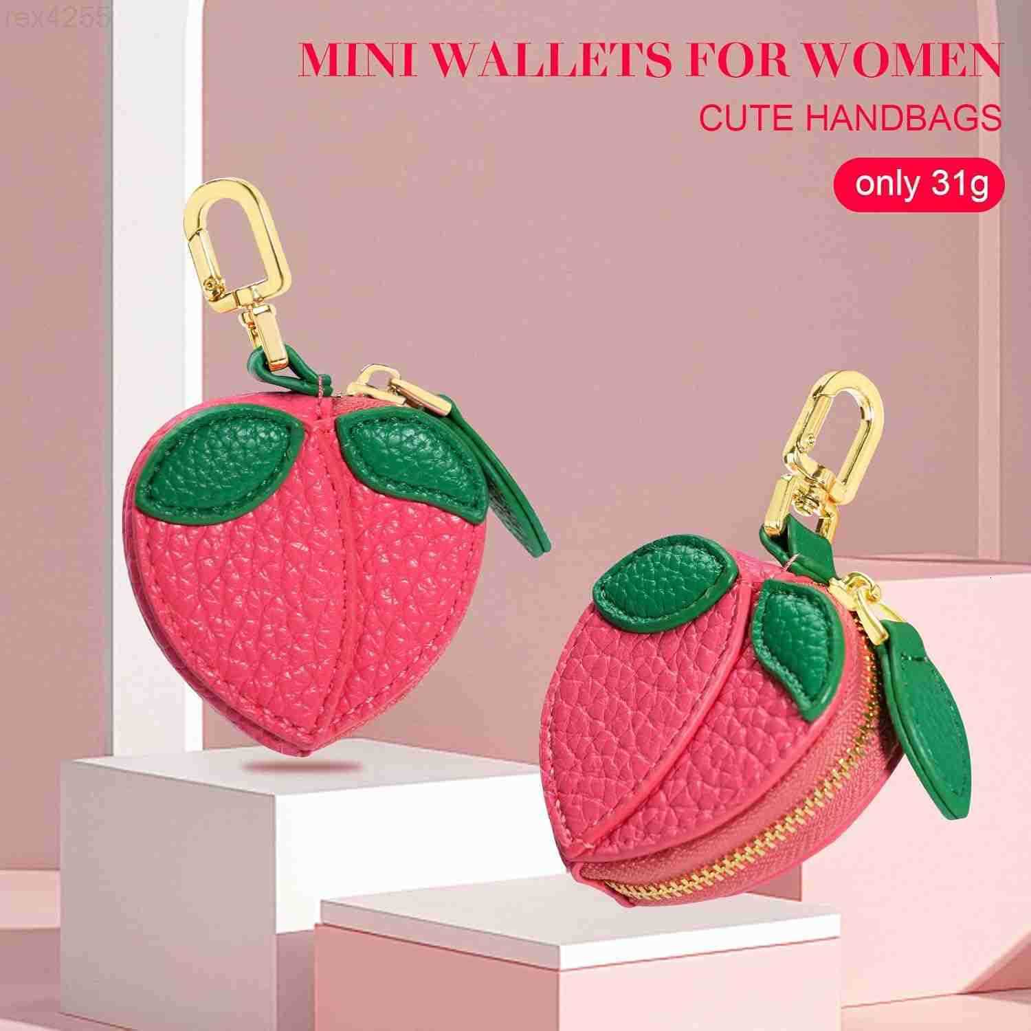 Orange Mini Fruit Coin Purse Keychain Cute PU Leather Mini Pouch Fruit Bag Purse Charm for Handbags Wallets Accessories for Girls WomenW250911