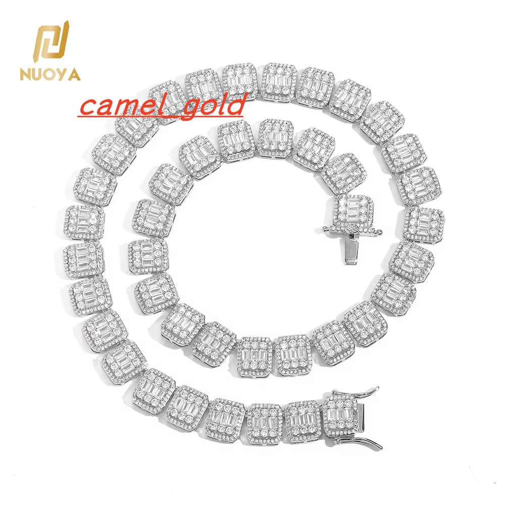 NUOYA Hip Hop Jewelry Iced Out Necklace Bling Diamond White Gold Clustered Tennis Chain Choker Chain for Women