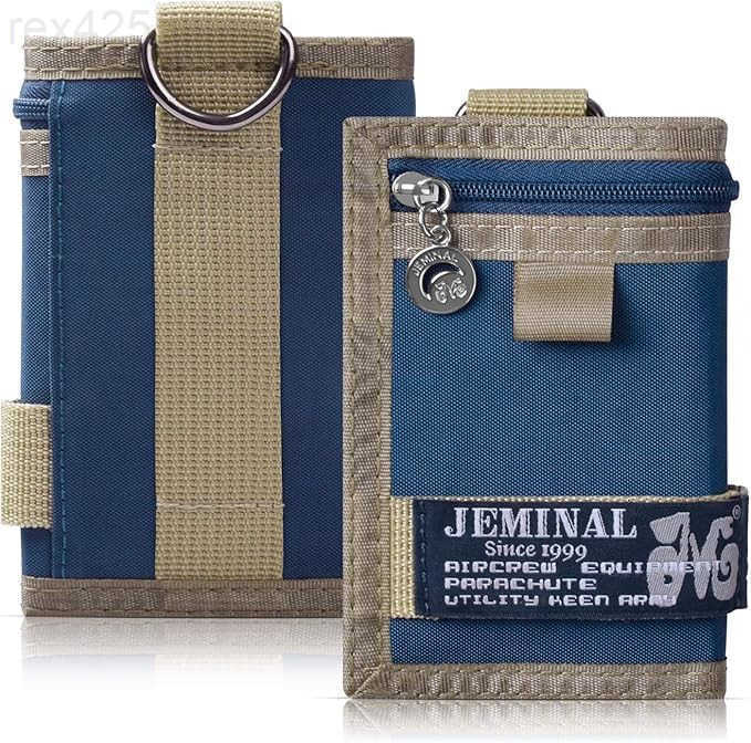 Wallet for Men Canvas Outdoor Sports Keychain Wallet with Multiple Card Slots and ID Window Black Gifts for Dad from Son Daughter WifeW250911