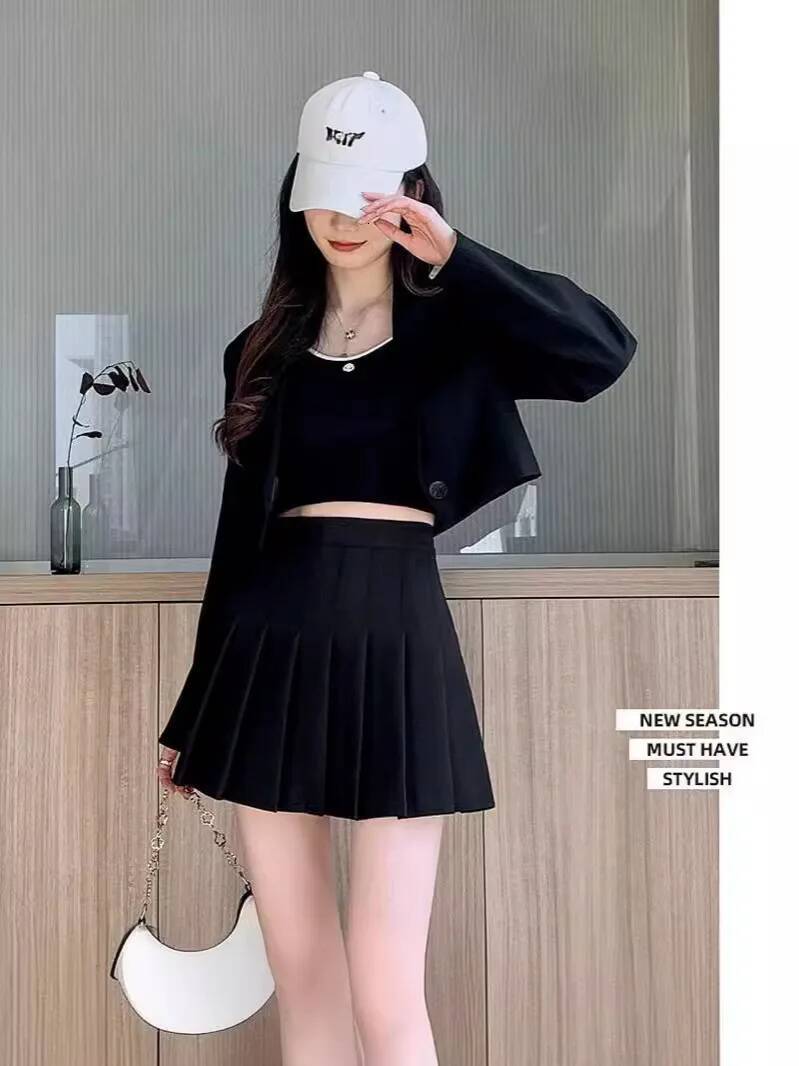 New pleated skirt for 2025 Womens Mini Skirts Japanese School High Waist Kawaii Cute grey Plaid Skirt Uniform Haruku Jupe dongdumaoyi
