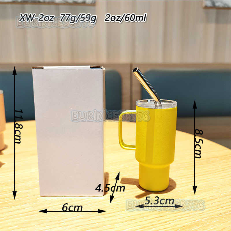 Stainless Steel 2oz Mini Handle Shot Glass Portable Car Straw Insulated Cup 60ml Cup H250911