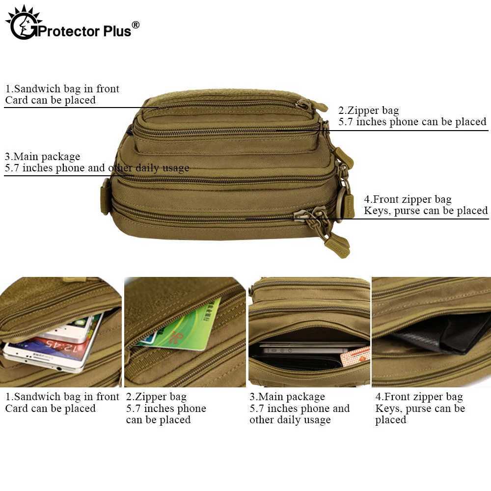 PROTECTOR PLUS Multipurpose Handbag Men Tactical Molle Messenger Bag Waterproof Civilian Camo Climbing Travel Waist bag Sports Z250911