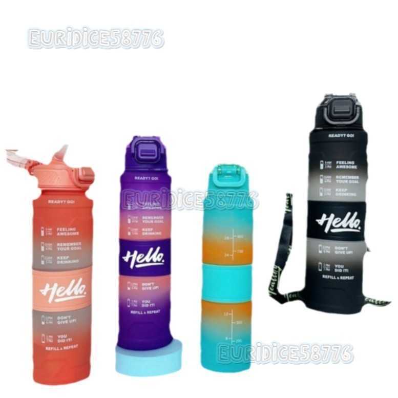 New Gradient Color Space Cup Straw Portable Strap Plastic Water Bottle Outdoor Fitness Sports Water Bottle H250911