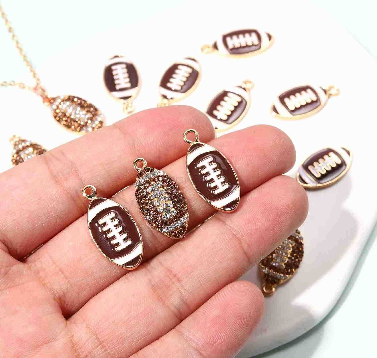 20PCS Sports Charms Enamel Basketball Baseball Pendant Charms for Jewelry Making Rhinestone Ball Game Softball Charms for Necklace Earrings DIY Crafts