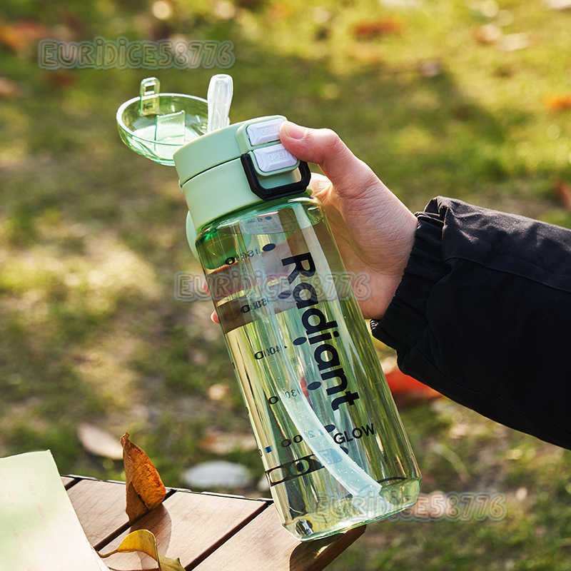 Double Drinking Cup Portable Outdoor Summer Plastic Water Bottle High Appearance Sports Water Bottle Popup Lid Unisex Straw Cup H250911