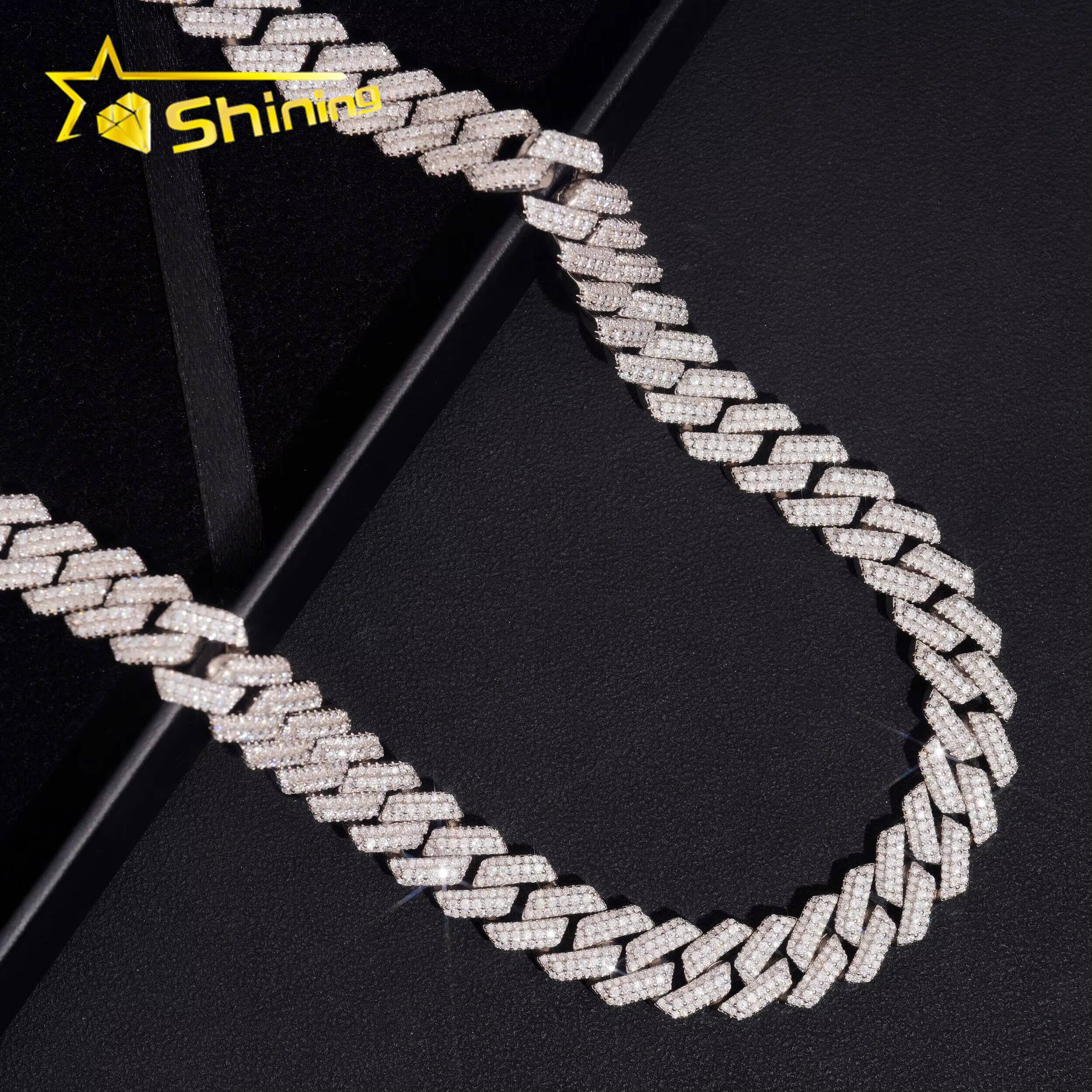 Men Hip Hop 125mm Cuban Link Chain 925 Sterling Silver Moissanite Jewelry Custom Iced Out D VVS Moissanite Necklace Daily Wear