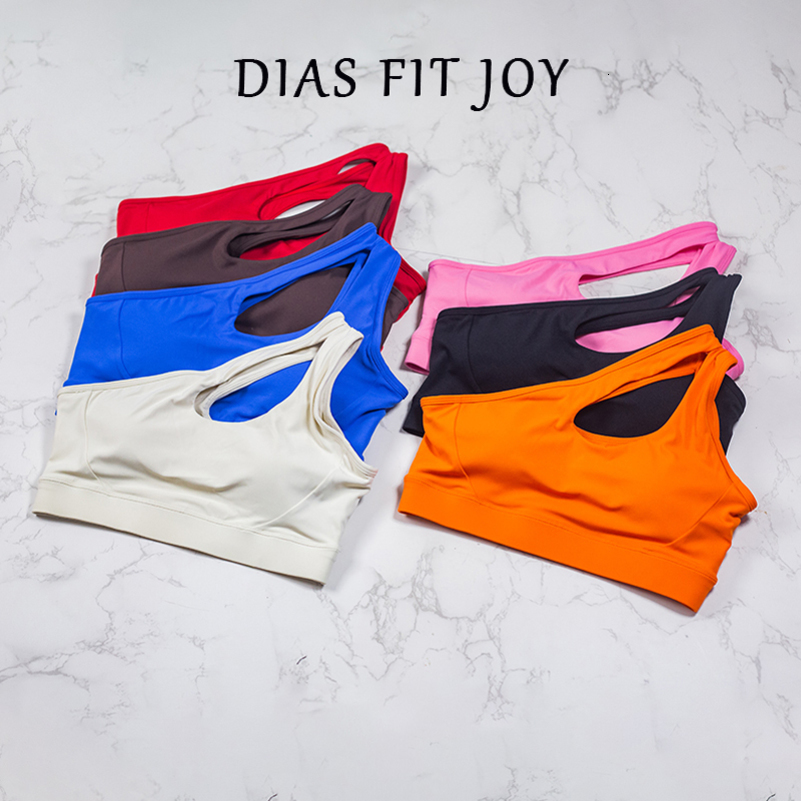 DIAS FIT JOY Women One Shoulder Sports Bras Yoga Top Vest Gym outdoor sport Running Fitness Underwear 250910