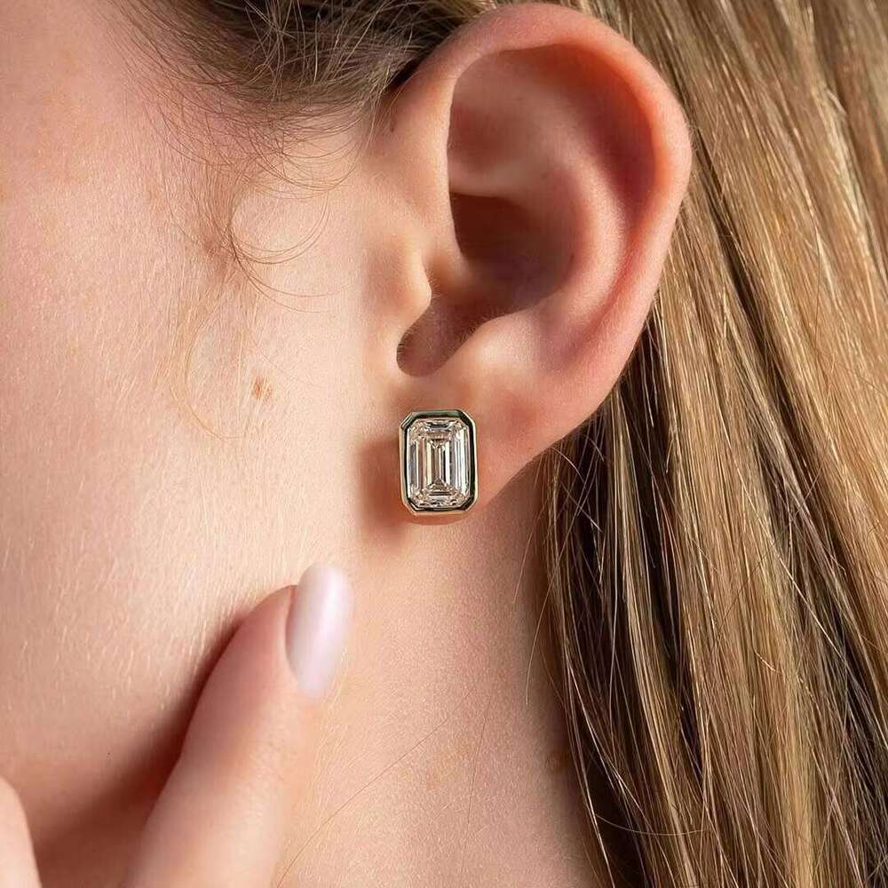 Hot Selling Screw Back VVS Earrings 14k White Gold 5mm 6.5mm 8mm Solitaire Stud Moissanite Earring