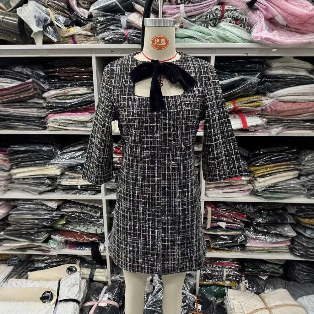DHEssentials 2025 Fashion New Little Chanel Style Bowknot Sleeve Short Dress