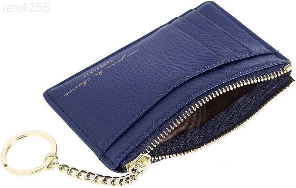 Womens 8 Cards Slim Minimalist Card Holder Coin Changes Purse Keychain Front Pocket WalletW250910
