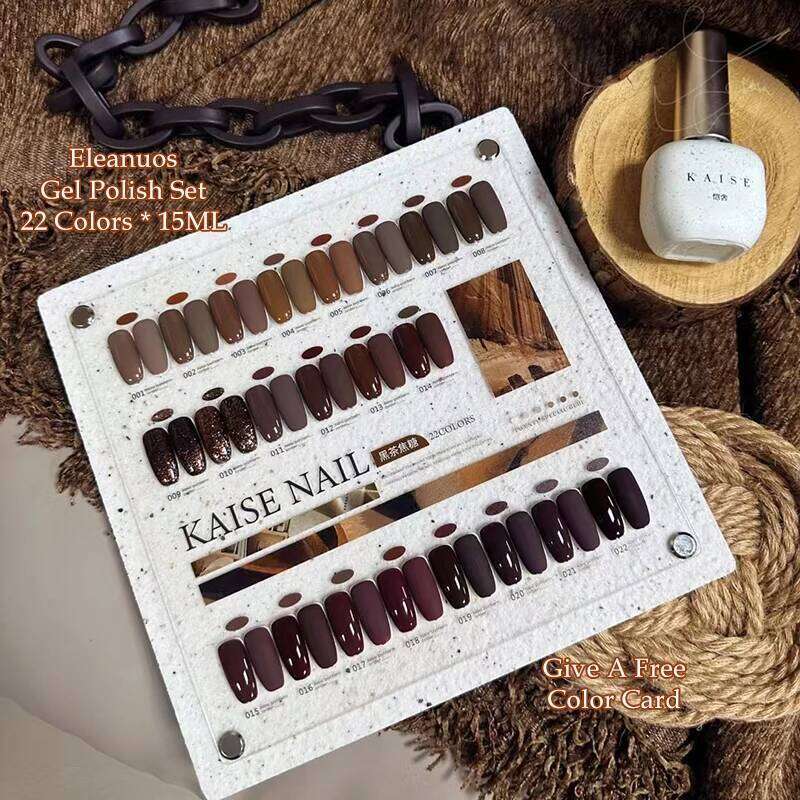 Eleanuos Chipped Dia Cherry Wine Gel Polishing 22Pcs Varnish Red Semi Permanent Art UV Nail Enhancement Kit 15Ml