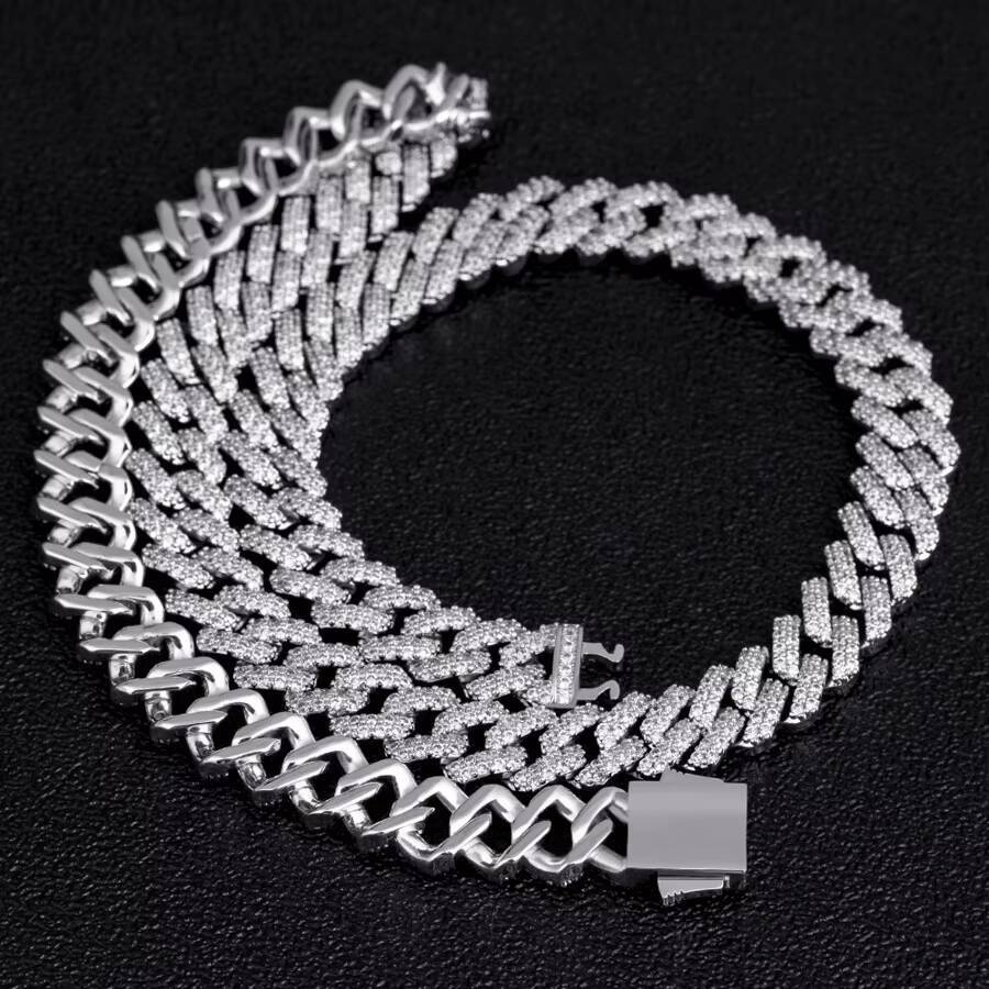 KRKC Cuban Link Chain Necklace 24inch 15mm Silver 14k Gold Plated Custom Cubana Hip Hop Jewelry Cuban Chain