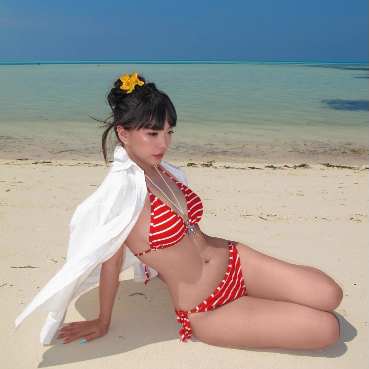 2025 New Bikini Swimsuit for Women Striped Halter Neck Strapless Sexy Pure Desire Simple Beach Vacation Swimwear