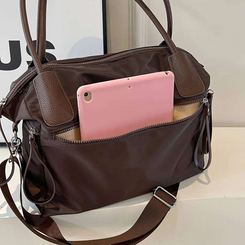 Vintage Nylon Women Large Capacity Waterproof Shoulder Bag Daily Commuting Handbag