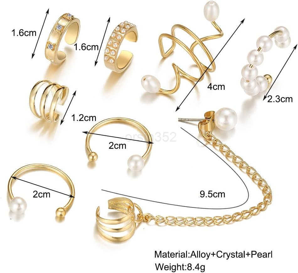 Pearl Ear Cuff Earrings Set for Women Trendy Charm Non Piercing Ear Cartilage Earrings Gold Silver Clip Wrap Earring Pack Jewelry GiftsW250911