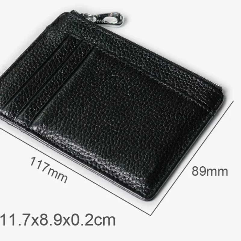 New Thin Genuine Leather Mini Bank Credit Card Wallet Id Card Holder Mens Small Wallet Thin Sleeve Zipper Short Coin Wallets W250911