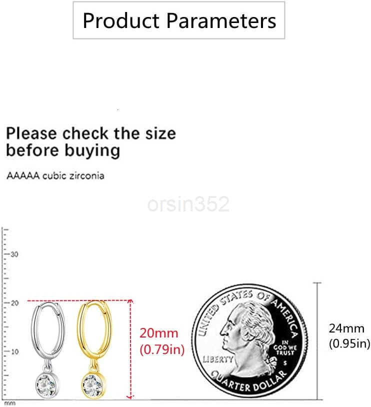 Hoop Earrings for Women Girls 925 Sterling Silver Charms Minimalist Tiny Round Cubic Zirconia Drop Dangling Cartilage Helix Tragus Diamond SolicateW25