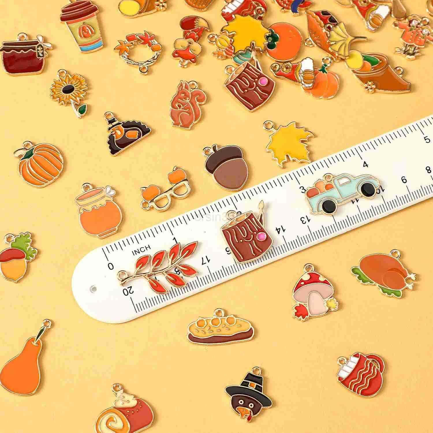 110Pcs55 Pairs Fall Charms Thanksgiving Charms for Jewelry Making Bulk Autumn Thanksgiving Pumpkin Maple Leaf Turkey Enamel Charm Pendants for DIY W25