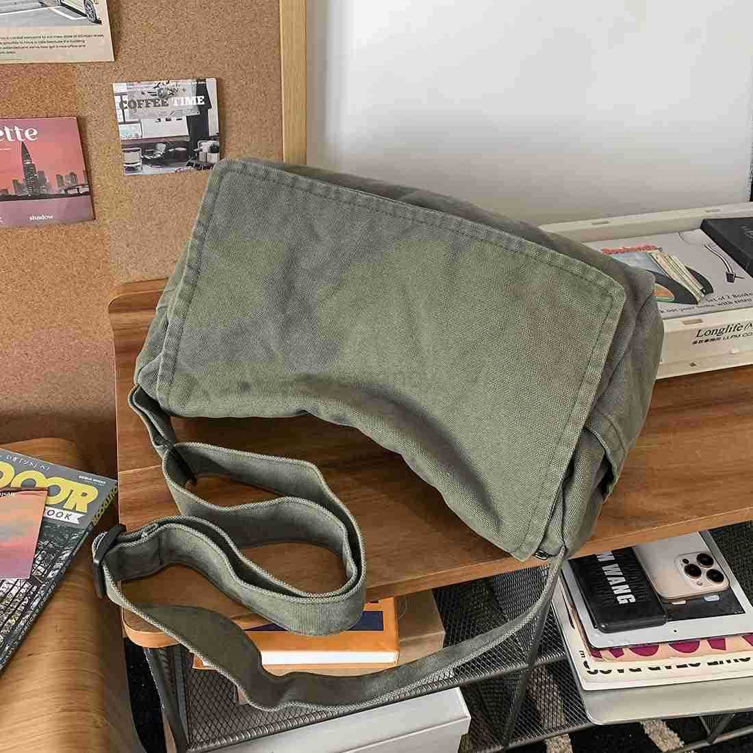 Messenger Bag for Women Men Satchel Bag Canvas Crossbody Shoulder Bag Casual Sling BagW250911