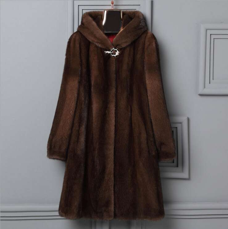 Women's Clothing Coats For Women Fur Whole Mink Long Hooded 250912