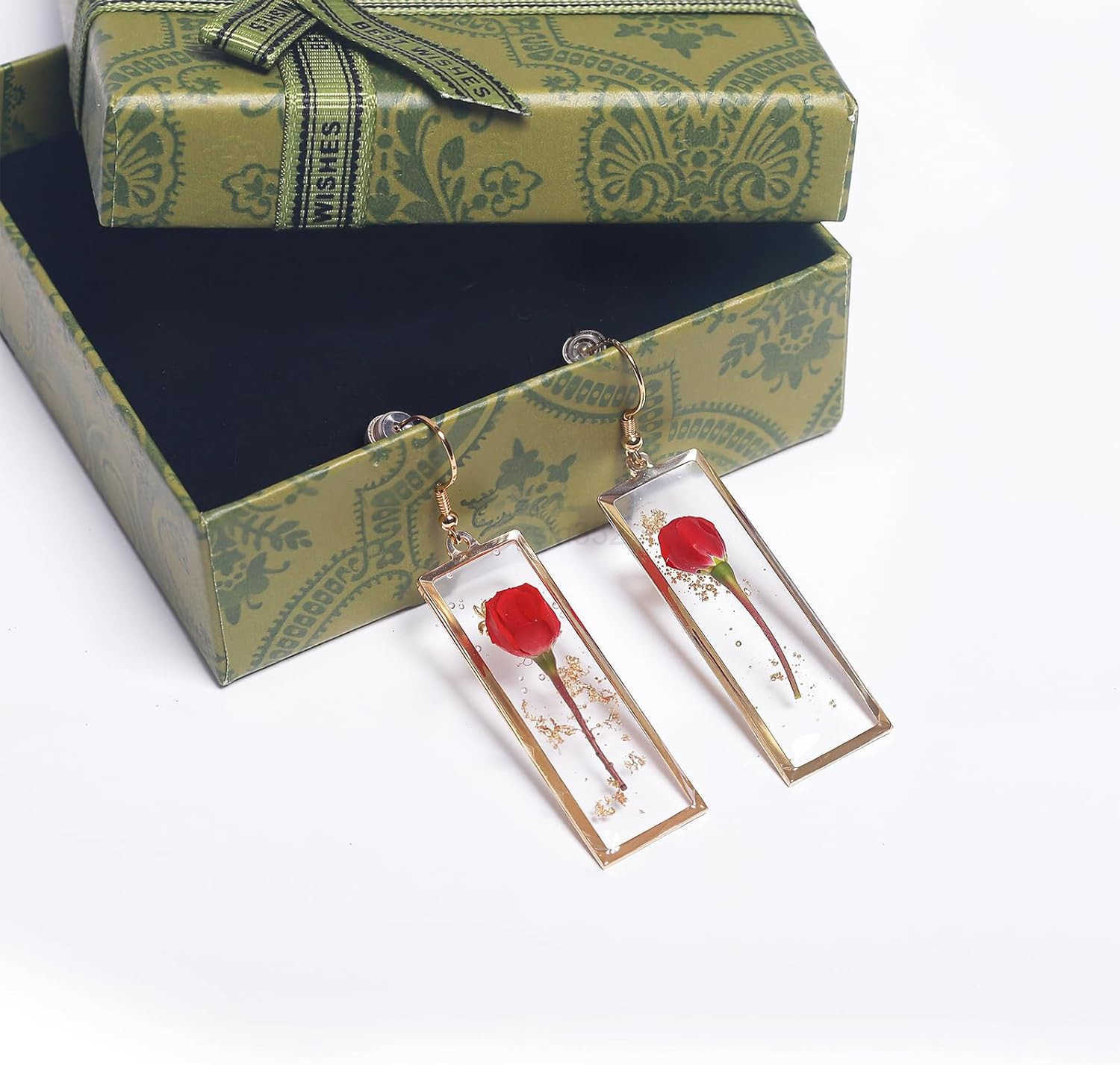 925 Sterling Silver Handmade Pressed Flower Earrings Elegant Hypoallergenic Dangle Jewelry Eternal Gift with BoxesW250911