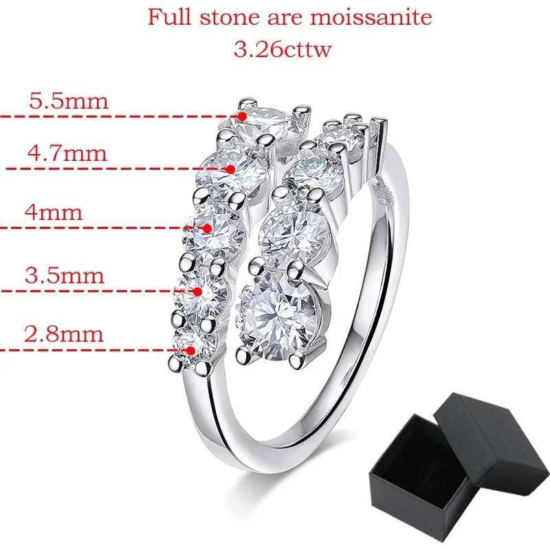 Smyoue 10 Gems Full Moissanite Rings for Women Sparkling Flawless Lab Created Diamond Wedding Band S925 Sterling Silver Jewelry W250911