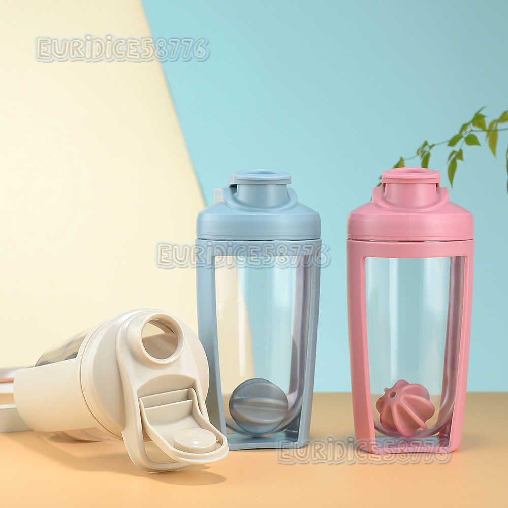 Creative Portable Doublelayer Shaker Cup Outdoor Large Capacity Fitness Sports Portable Protein Powder Mixing Plastic Water Bottle H250911