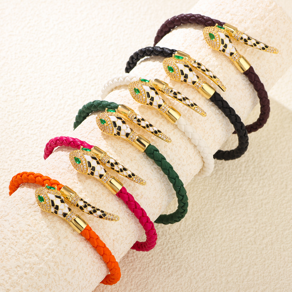 Luxury Brand Designer Jewelry European And American Hot-Selling New Product Bracelet Woven Open Bracelet Fashion Exquisite Snake-Shaped Retro Rhinesto
