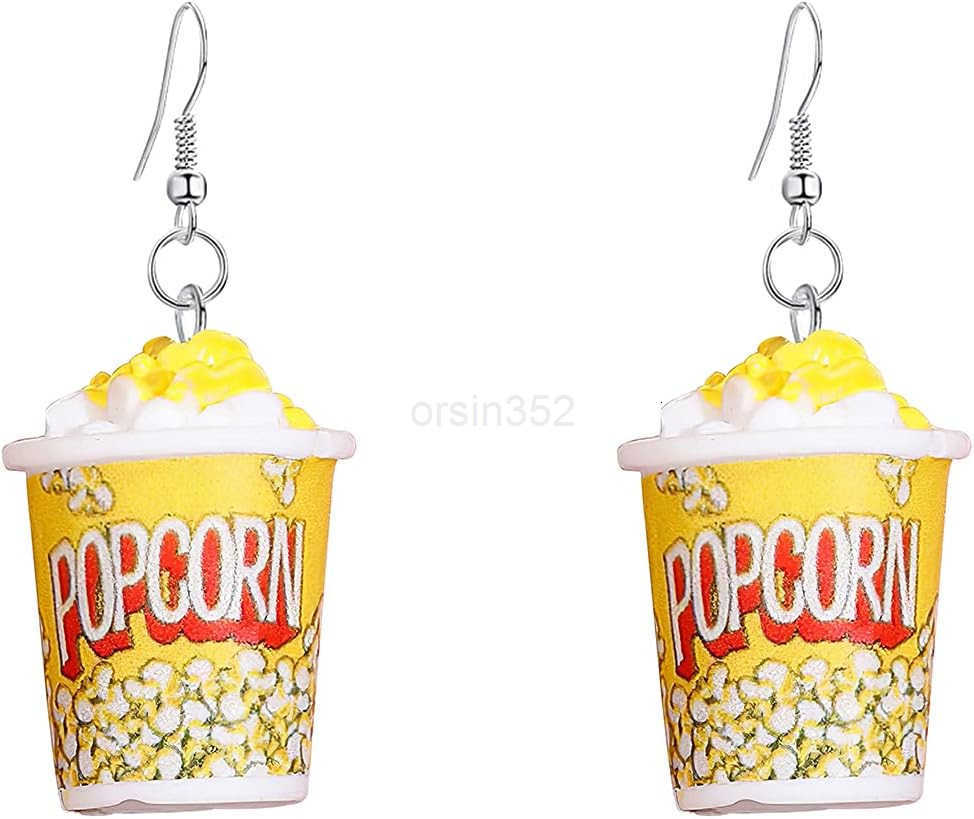 Resin Drop Handmade Cute Women Gift Eardrop Funny Emulational Resin Charm Food Cartoon Snacks Popcorn EarringW250911