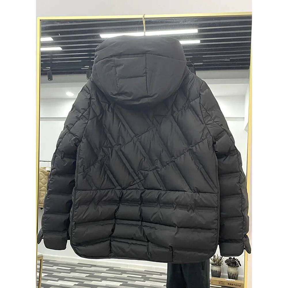 Lagabogy 2025 Winter Women 90% White Duck Down Coat Female Stand Collar Single-Breasted Puffer Jacket Casual Loose Hooded Parkas