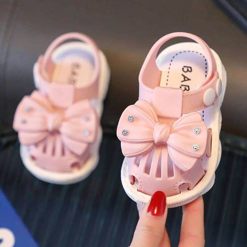 Solid Bow Children's Summer Shoes Cute PVC Beach Non Slip For Baby Girls Footwear Soft Infant Kids Fashion Sandals