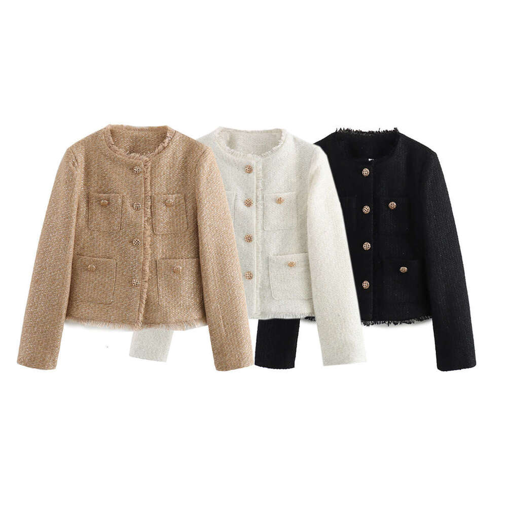 DHEssentials 2025 Fashion Women's Three-Color Shiny Textured Chanel Style Short Jacket