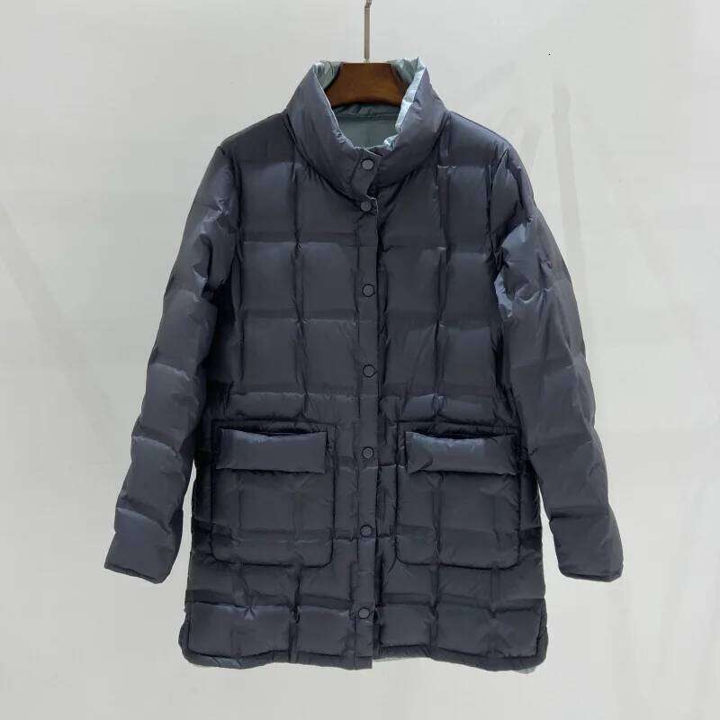 Lagabogy 2025 Autumn Winter Women Single Breasted Puffer Coat Warm 90% White Duck Down Jacket Female Long Double Sided Outwears