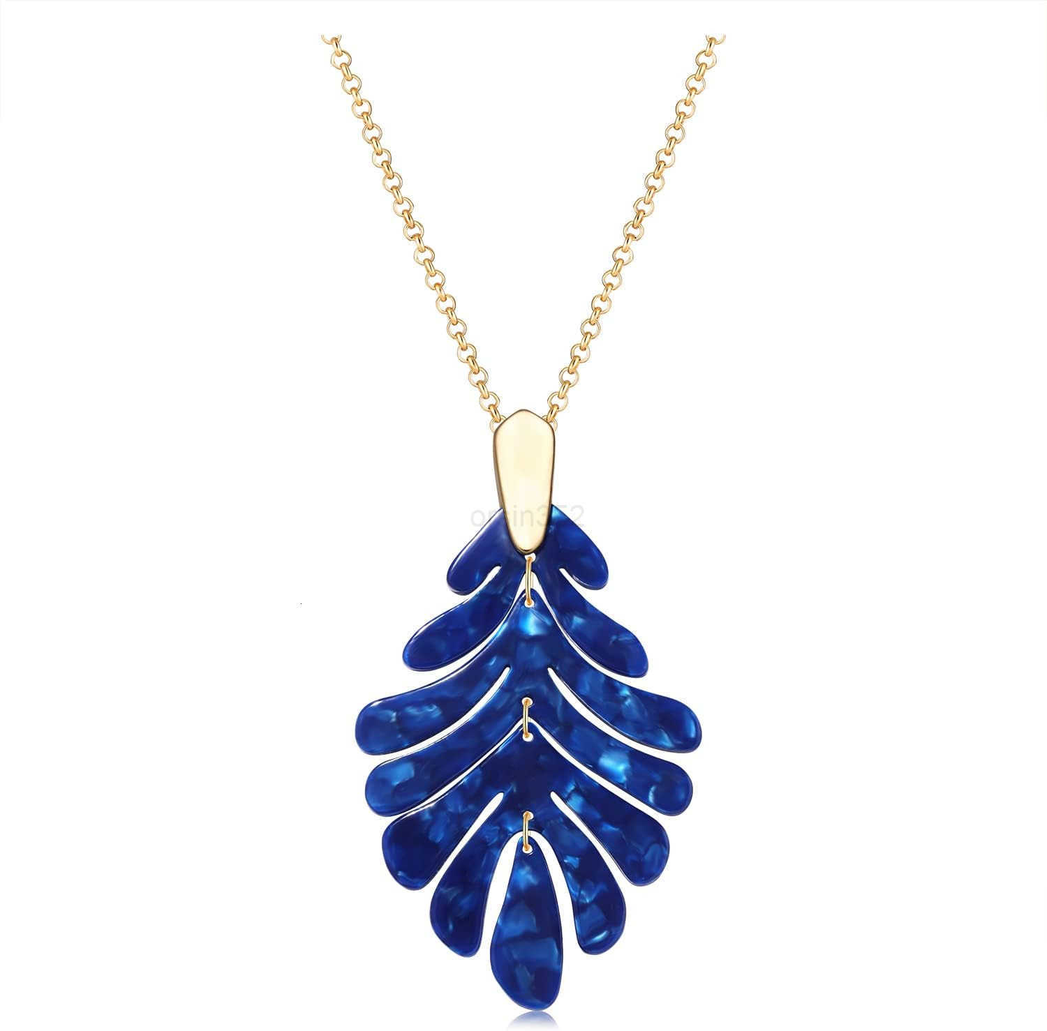 Pendant necklace Earrings Long Statement Leaf Charm Necklace Tortoise Resin Palm Leaf Earrings Fashion Necklaces Earrings for WomenW250911