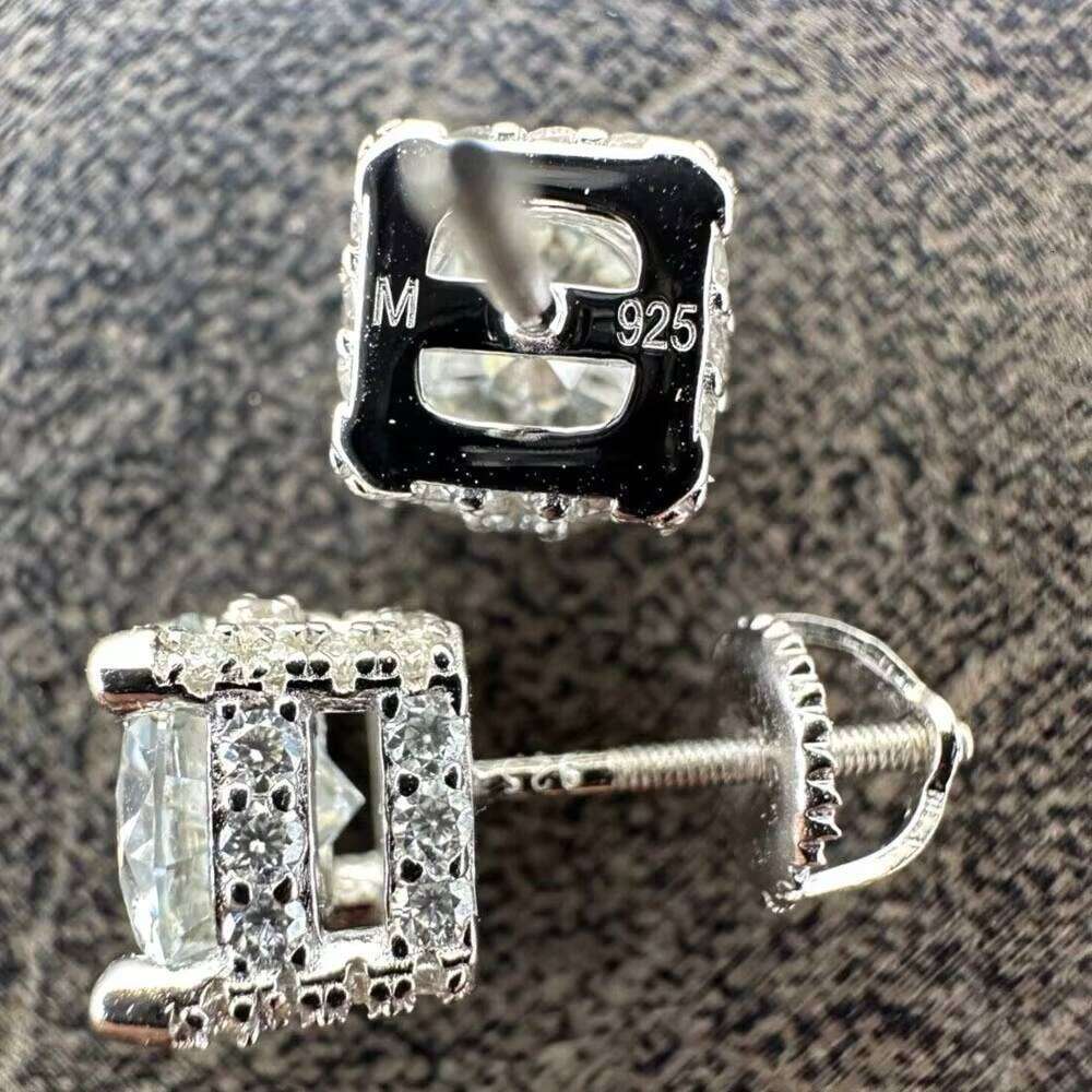 Wholesale Vvs Moissanite Round Cut Dia Earring Factory Price Solid Gold Screw Back Hoop Stud Earrings Men Women