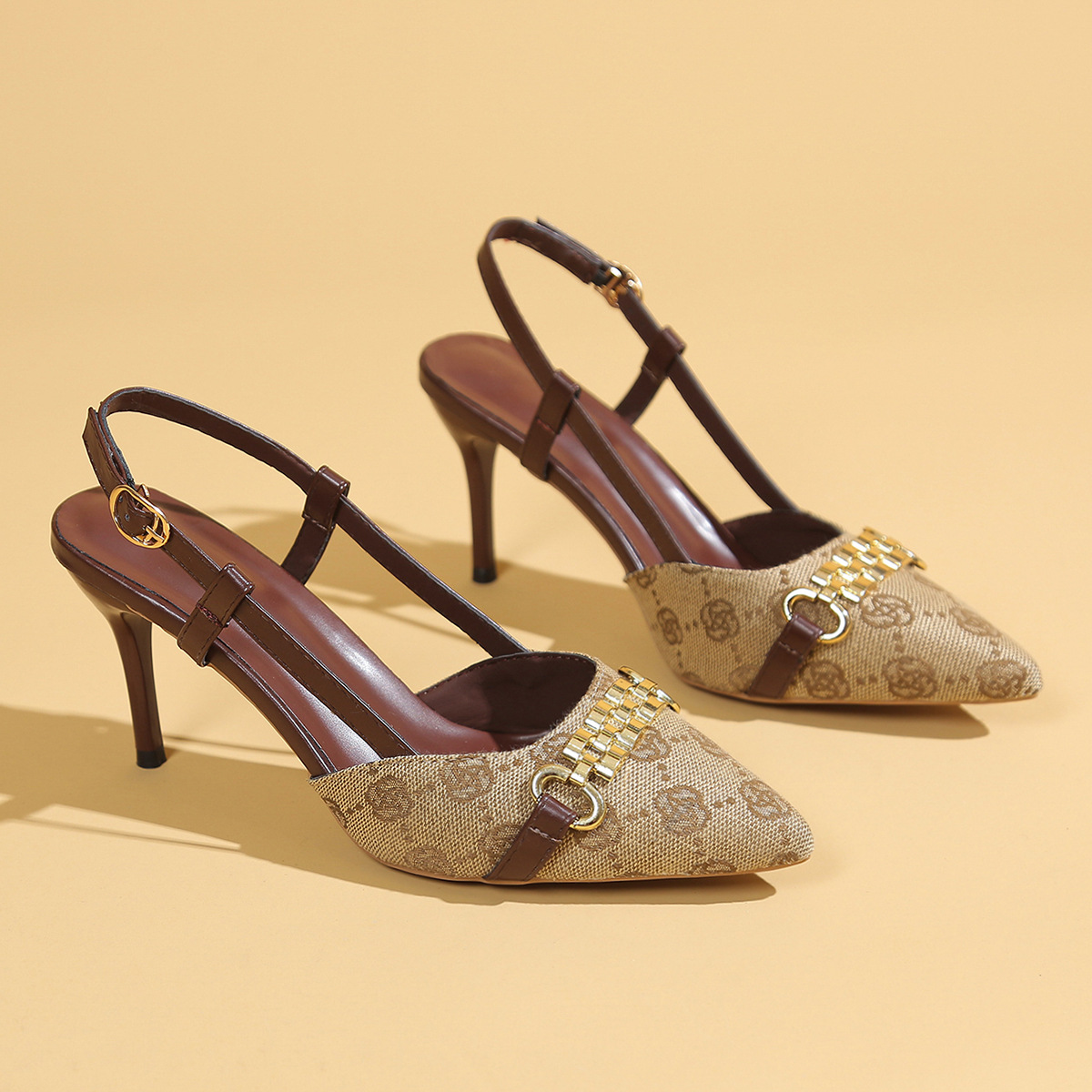 Free shipping Designer Dress Shoes Fashionable highquality highheeled pointed womens highheeled shoes with slim heels sandals brown khaki