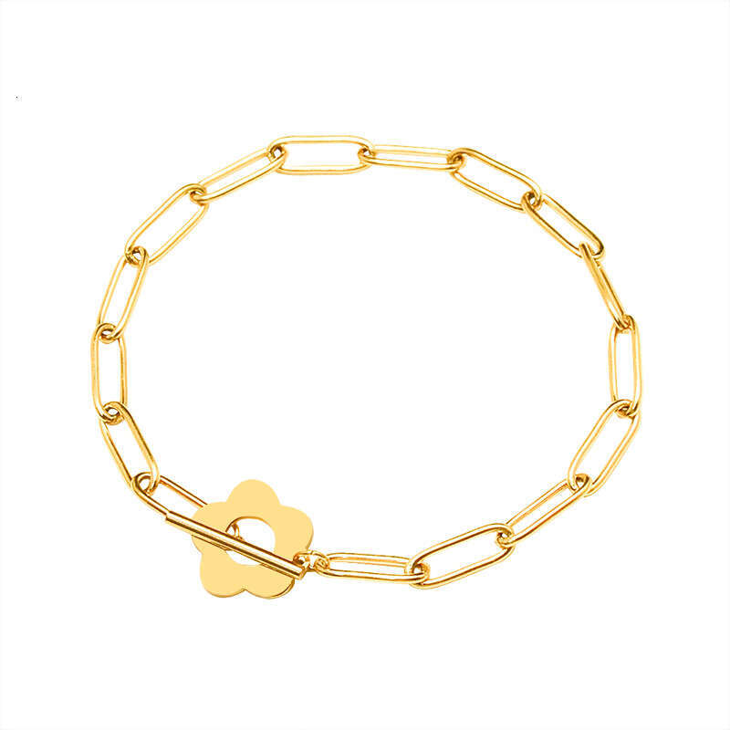Ins Twenty Only Same Style Xiao Zouju Flower Versatile Bracelet Titanium Steel Gold-Plated Jewelry E124